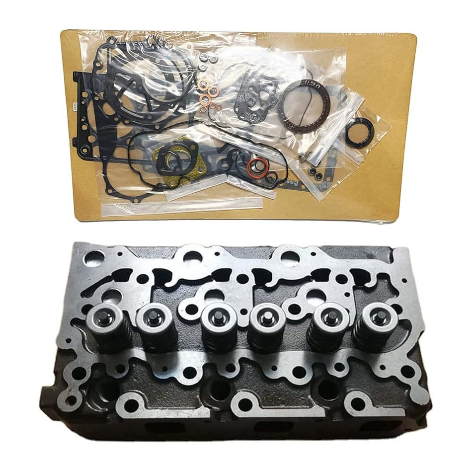 Complete D1803 Cylinder Head Assembly & Full Head Gasket Kit Compatible with Kubota D1803 Engine FT300 STW40 KL34H KL315 Tractor - KUDUPARTS