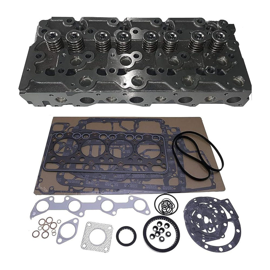 Complete Cylinder Head With Valves + Full Gasket Set Compatible with Kubota V2003 Bobcat 773 337 341 S175 S185 T190 Engine - KUDUPARTS