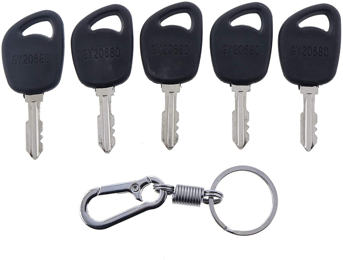 5X Ignition Key with Key Chain AM131946 AM135345 M153650 GY20680 GX24332 for John Deere D100 D105 D110 D120 D130 D140 D150 D155 D160 D170 AYP Husqvarna Poulan Roper Craftsman - KUDUPARTS